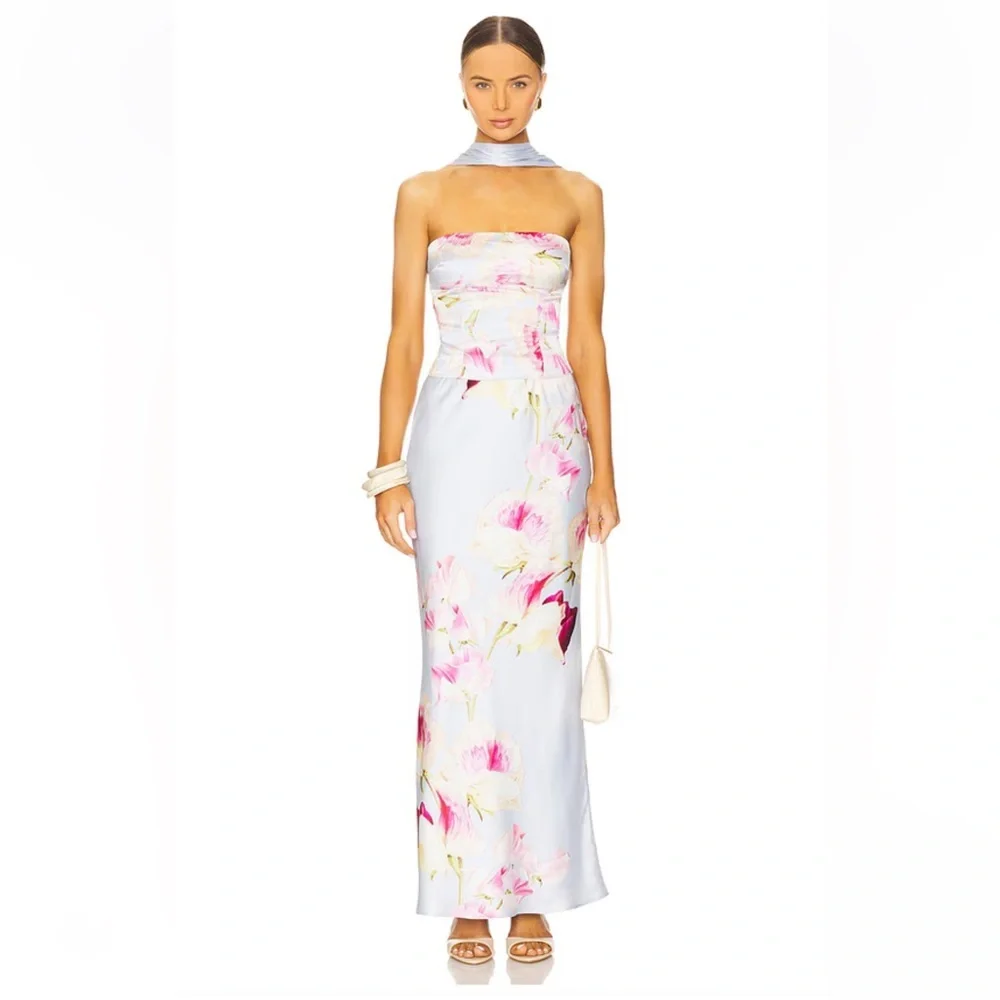 Runaway the Label Verity Maxi Skirt in Cadence Floral satin slip Revolve L - Picture 5 of 10